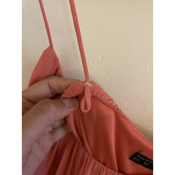 Zara Dress Women's XS Coral Pink Mini Frill Draped Ruffle Strappy Layered - Picture 5 of 6